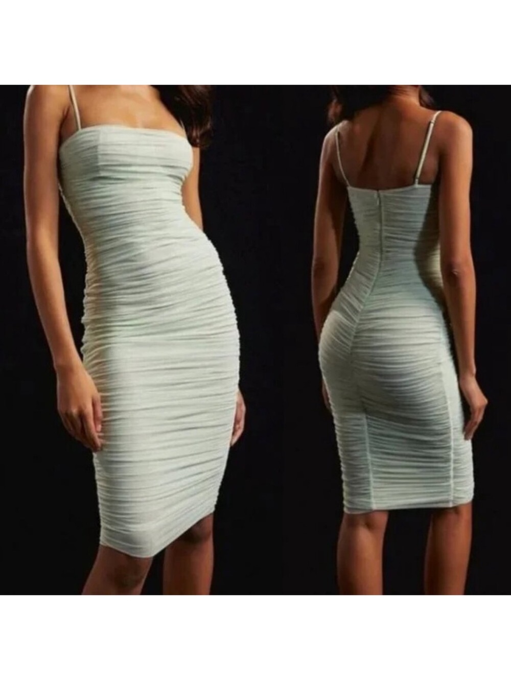 Aritzia ten by Babaton Luxor Ruched Spaghetti-Strap Midi Dress - Mint Green